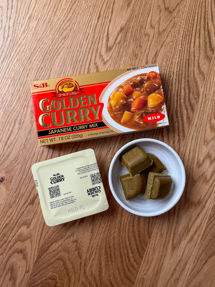 Close up shot of curry cubes package