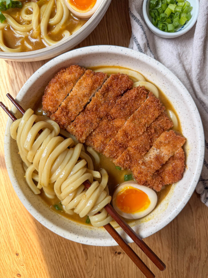 Finished katsu dish with noodle resting